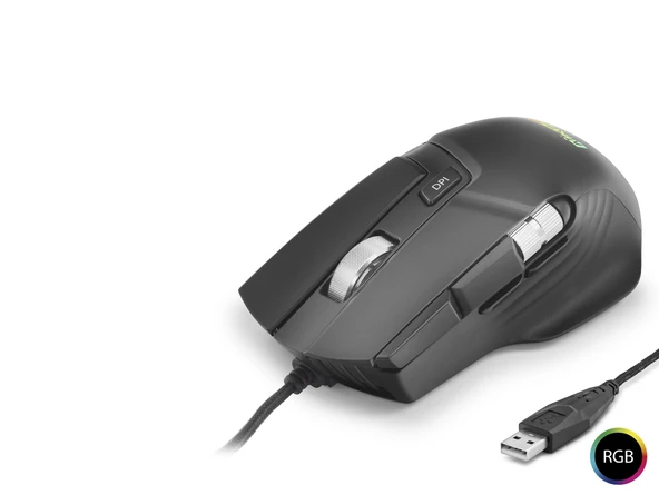 X13 Mouse 12400 Dpi 10 Tuş Makro 1000 Hz Rgb - Siyah ürün görseli 1