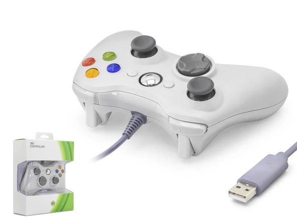 Gamepad Pc Xbox 360 Uyumlu Kablolu - Beyaz ND506W ürün görseli 1