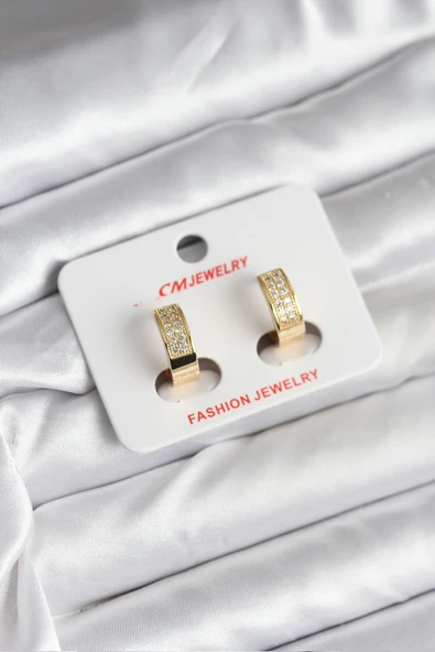 14K Gold Renk Kaplama Zirkon Taşlı Halka CM Kadın Küpe TJ-BKP11428 ürün görseli 1