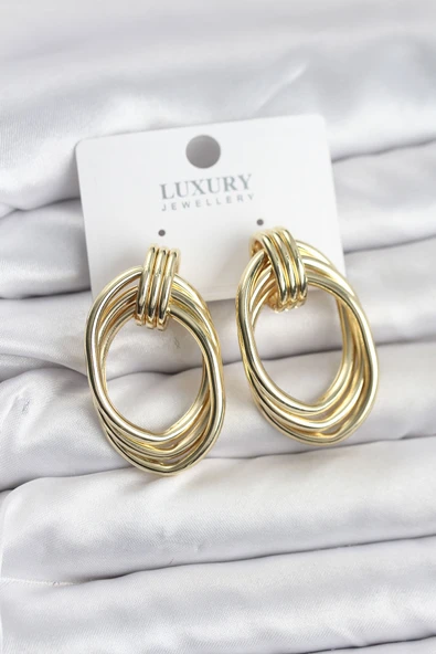 Pirinç Gold Renk Damla Model Vintage Kadın Küpe TJ-BKP11628 ürün görseli 1