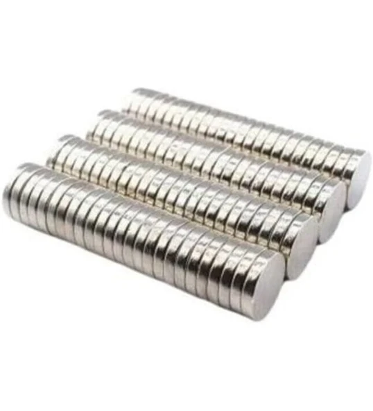 50 Adet 10x2mm Yuvarlak Neodyum Mıknatıs Güçlü Magnet Nikel Kaplamalı ürün görseli 1