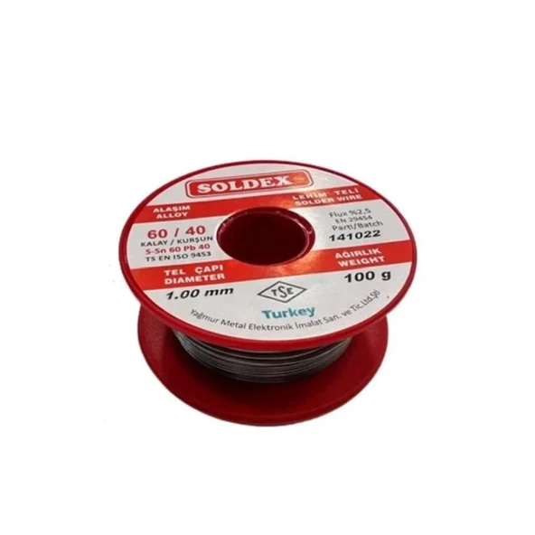 60/40 Lehim Teli 100 gr 1,00 mm (Sn:60 / Pb:40) ürün görseli 1