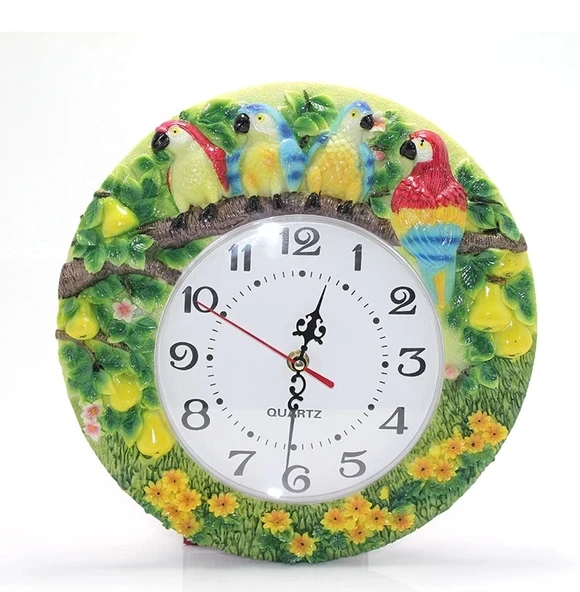 Duvara Asmalı Papağanlı Polyester Saat Alk1537 ürün görseli 1