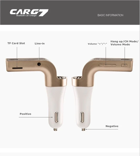 Carg7 Bluetooth Araç Fm Transmitter Usb Girişli - Resim 2