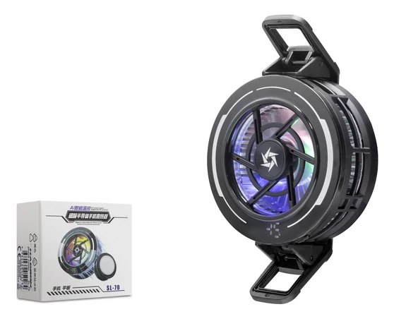 Manyetik Klipsli Telefon Soğutucu Fan Rgb Isı Göstergeli Siyah SL70 ürün görseli 1