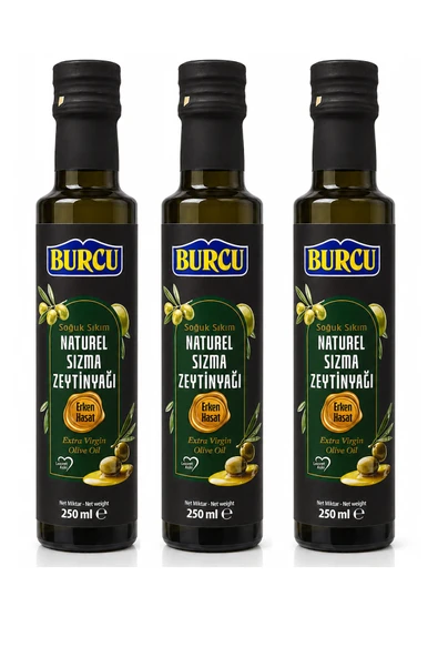 Burcu Soğuk Sıkım Naturel Sızma Zeytinyağı 250 ml x 3 Adet ürün görseli 1