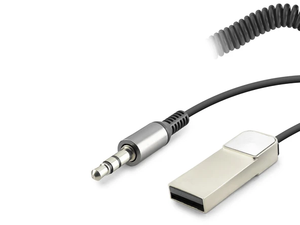 Aux Bluetooth Ses Alıcı Adaptör Dahili Kablolu Handsfree 3.5Mm - Siyah HD9005 ürün görseli 1
