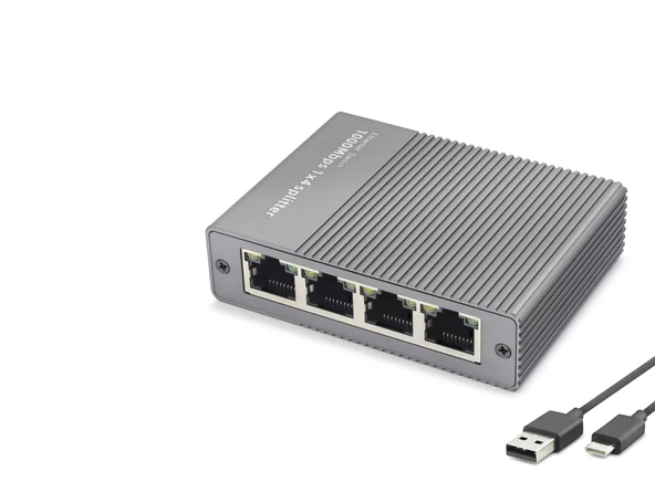 Gigabit Ethernet Switch 5 Port Type C Güç Girişli Gri HDX1414 ürün görseli 1