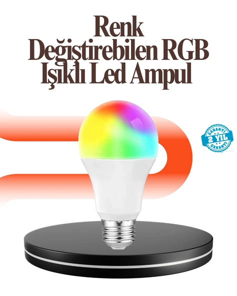 Renk Değiştiren Rgb Led Ampul 16 Renk Uzaktan Kumandalı 2025 Model ürün görseli 1