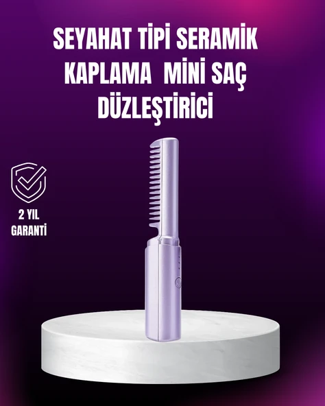 Kablosuz Usb Şarjlı Saç Düzleştirici Tarak – Seyahat Boy ürün görseli 1