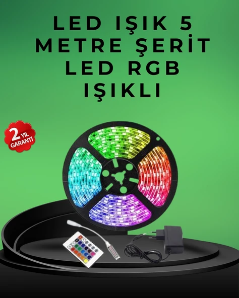 Pratik Kurulumlu 5 Metre Kumandalı Şerit Led ürün görseli 1