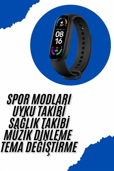 Akıllı Uyumlu Bileklik M6 Adımsayar Spor Modları Çağrı Görme Türkçe Menü ürün görseli 1