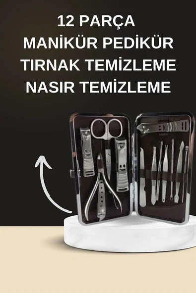Elektrikli Manikür Pedikür Seti İkili Set 12 Parça Tırnak Bakımı Törpü Protez Çıkarma ürün görseli 1