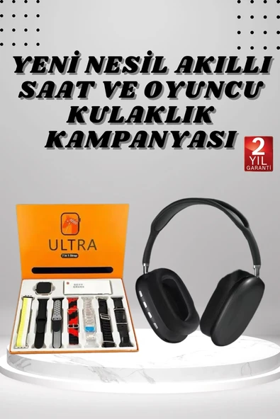 Boyun Bantlı Kulaklık Ve 7 Kordonlu Yeni Nesil Akıllı Saat Kampanyası Yüksek Ses Kaliteli ürün görseli 1