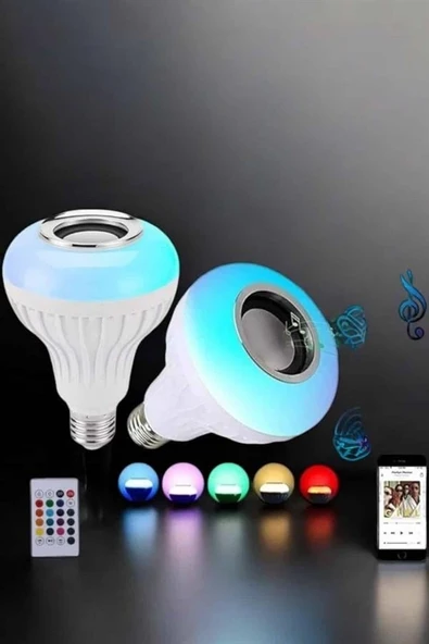 Kablosuz Bluetooth Hoparlör Led Lamba - Resim 4