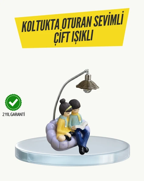 Okuyan Çift Figürlü Dekoratif Gece Lambası Hediye Seçeneği ürün görseli 1