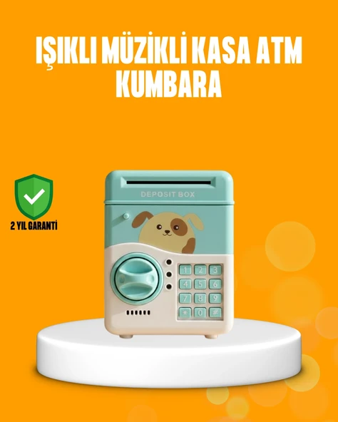 Su Yeşili Atm Kasa Görünümlü Elektronik Şifreli Çocuk Kumbarası ürün görseli 1