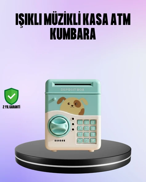 Su Yeşili Elektronik Şifreli Atm Tasarımlı Para Biriktirme Kumbarası ürün görseli 1