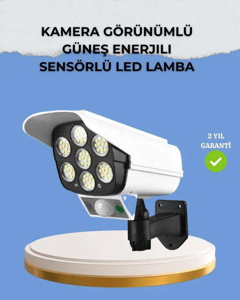 Kamera Görünümlü Solar Led Lamba Hareket Sensörlü Uzaktan Kumandalı Bahçe Duvar Aydınlatması ürün görseli 1