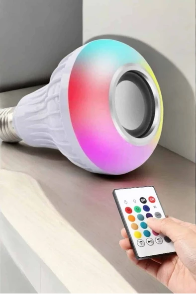 Kablosuz Bluetooth Hoparlör Led Lamba - Resim 5