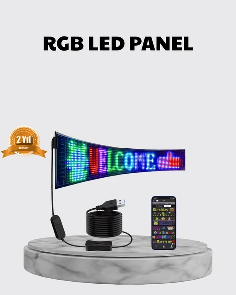 Rgb Led Panel – Çok Renkli, Kumandalı, Usb Bağlantılı Yazı Ve Gıf Gösterimli Akıllı Lamba ürün görseli 1