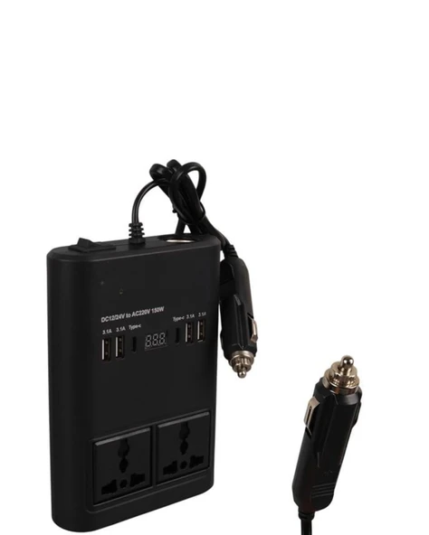 Araç Çakmak Girişli Güç İnvertörü 150w - Resim 5