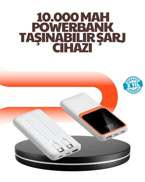 Taşınabilir 10000 Mah Powerbank – Dijital Göstergeli, Type-c Ve Usb Çıkışlı ürün görseli 1