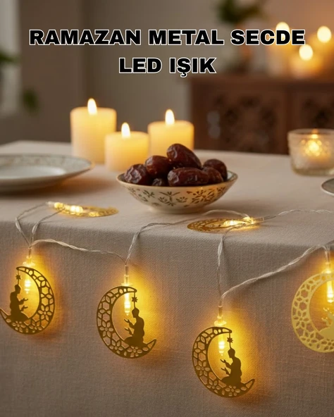 Ramazan Temalı Ay İçinde Secde Eden Adam Led Peri Işığı ürün görseli 1