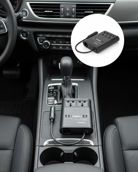Araç İçin 12v 24v Güç Dönüştürücü 220v Priz Ve Usb Portlu ürün görseli 1