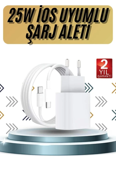 15/pro/pro Max 20w İos Uyumlu Hızlı Şarj Aleti Adaptörlü Beyaz ürün görseli 1