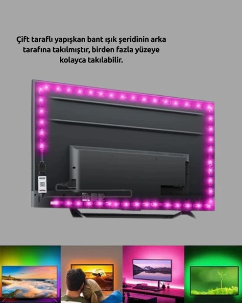 Müzikle Senkronize Led Şerit Tv Aydınlatma - Resim 4