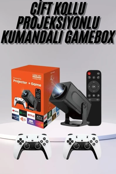Çift Kollu Game Box Projeksiyon Cihazı Kumandalı Android Tv Dahili Hoparlör ürün görseli 1