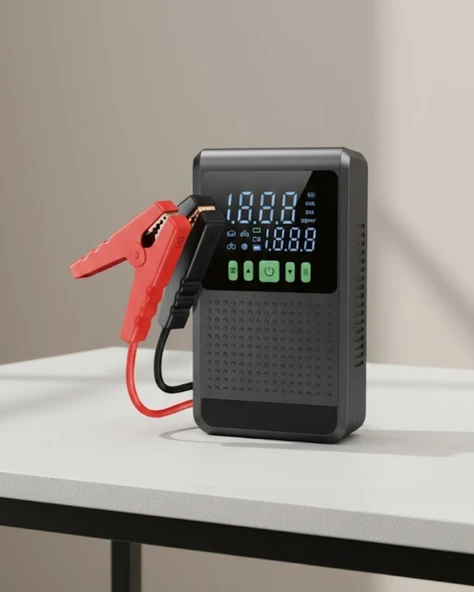 12.000 Mah Şarjlı Araç Akü Takviye Ve Işıklı Hava Kompresörü ürün görseli 1