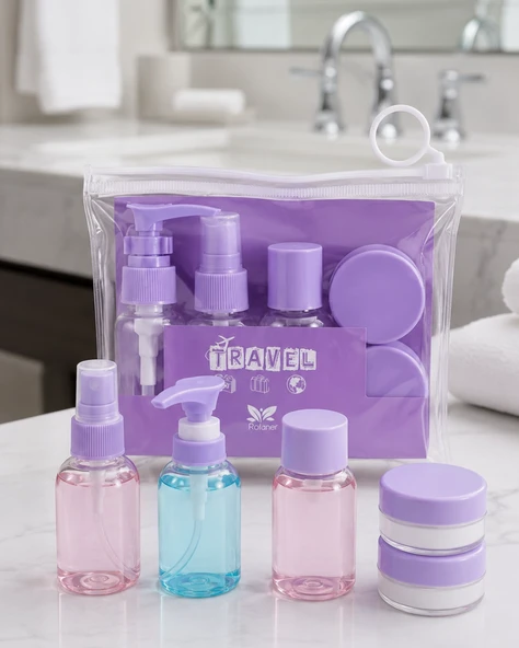 Şeffaf Seyahat Dolum Şişesi Seti 5 Parça Kozmetik Organizer ürün görseli 1