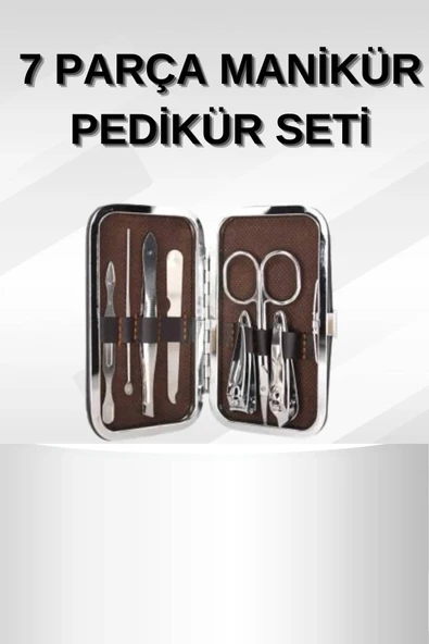 Manikür Pedikür Seti 7 Parça Tırnak Makası Kaş Makası Cımbız Çantalı ürün görseli 1