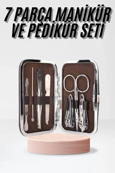 Çantalı 7 Parça Manikür Pedikür Seti Tırnak Makası Cımbız Törpü ürün görseli 1