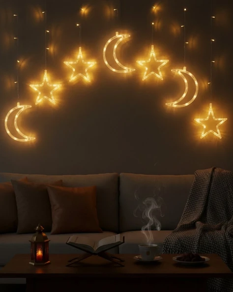 Ramazan İçin Büyük Boy Işıklı Ay Yıldız Led ürün görseli 1