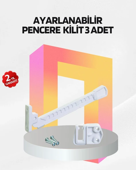 Cam Pencere Güvenlik Kilidi Açılma Sınırlayıcı Aparat 3 Adet ürün görseli 1