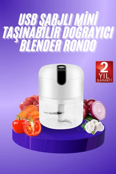 Rondo Doğrayıcı 250 Ml Taşınabilir Usb Şarjlı Pratik El Rondo Blender ürün görseli 1