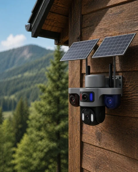 Güneş Enerjili Arıcı Kamerası 4g Sım Kartlı 9mp 3 Lens Yayla Güvenlik Kamerası 2 Yıl Garantili ürün görseli 1