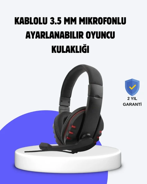 Kırmızı Kulaklık Mikrofonlu Ayarlanabilir Konforlu Tasarımlı ürün görseli 1