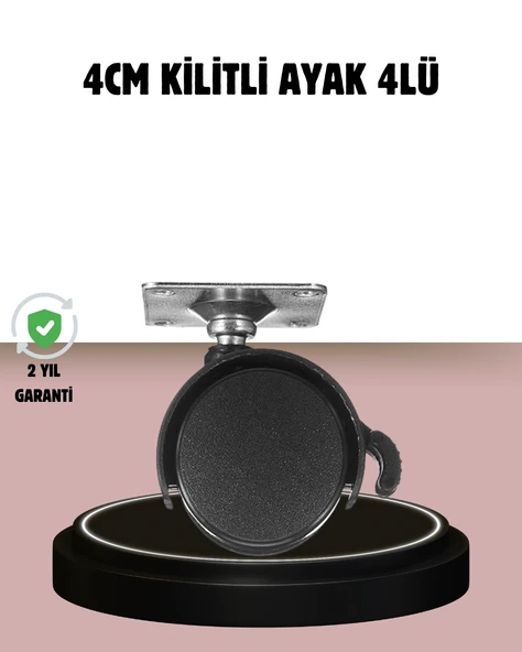 Kilitli 4 Cm Tekerlek Ayak 4’lü Set Zemin Koruyucu ürün görseli 1