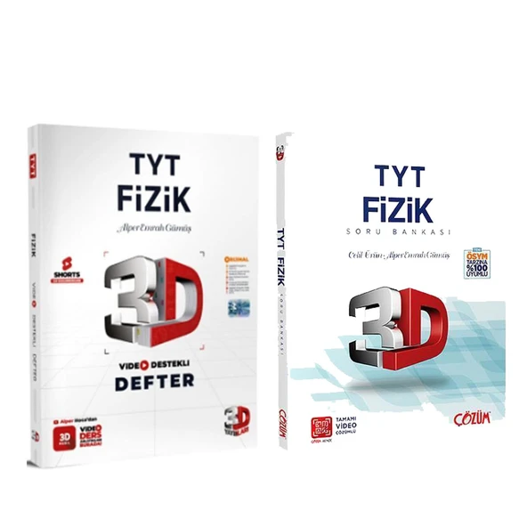 3D TYT Fizik Defter ve Soru Bankası Seti 2 Kitap ürün görseli 1