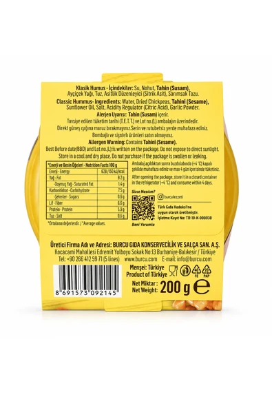 Burcu Klasik Humus 200 gr - Resim 2