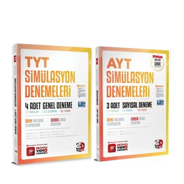 3D Yayınları TYT ve AYT Sayısal Deneme Seti 2 Kitap ürün görseli 1