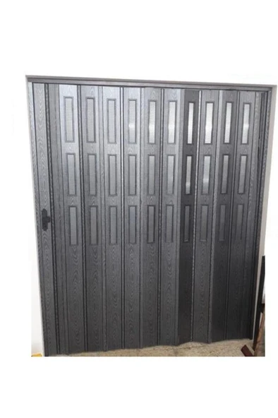 3 Sıra Camlı Akordeon Kapı, Karaağaç Ahşap Desenli 72x215cm ürün görseli 1