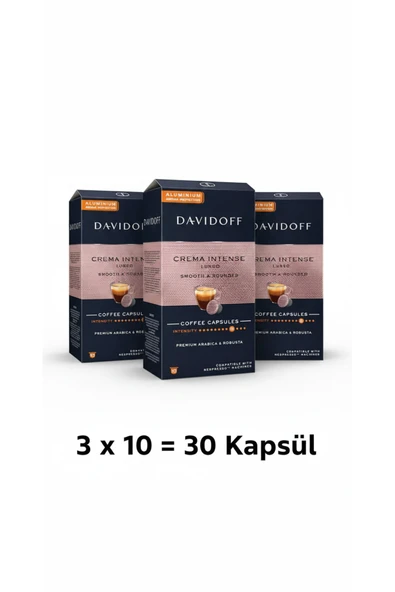 Davidoff Crema Intense Lungo Nespresso Uyumlu Kahve Kapsülü 3'lü Paket (30 Kapsül) ürün görseli 1