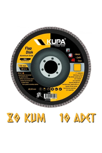 Kupa Katlı Flap Disk Zımpara A80 Kum - 10 Adet ürün görseli 1