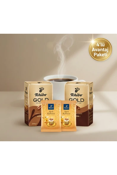 Tchibo Gold Selection Filtre Kahve 2x250 g + Türk Kahvesi 2’li | 4’lü Avantaj Paketi ürün görseli 1