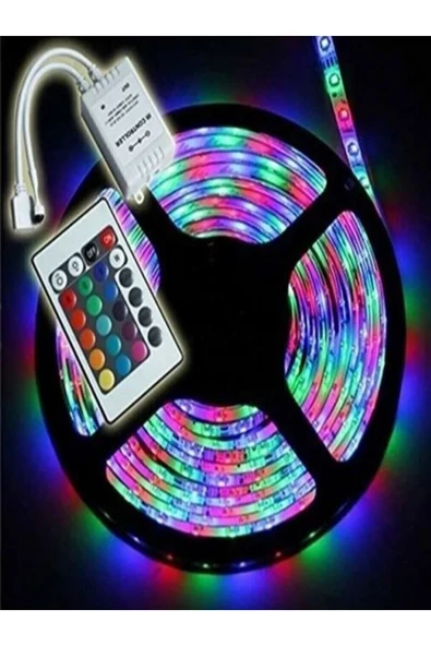 GLRSHOP Led 5 Mt Şerit Animasyonlu Tak Çalıştır Kumandalı Trafolu Rgb Şerit Işık Aydınlatma 5 Metre ürün görseli 1